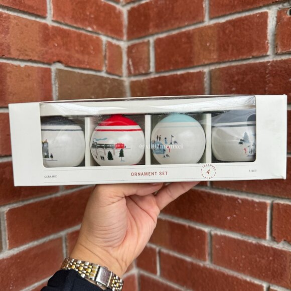 TARGET HEARTH & HAND WITH MAGNOLIA WINTER SCENE CERAMIC ORNAMENTS 1 BOX ONLY - Picture 1 of 3